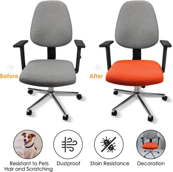 2-pack orange elastiskt halkfritt överdrag för kontors- och fåtöljer