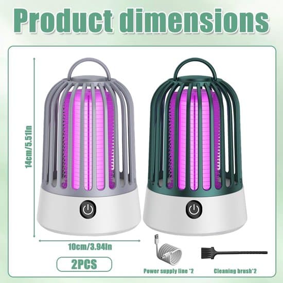 2-pack USB-drivna UV-flugfällor och myggdödare med hög spänning