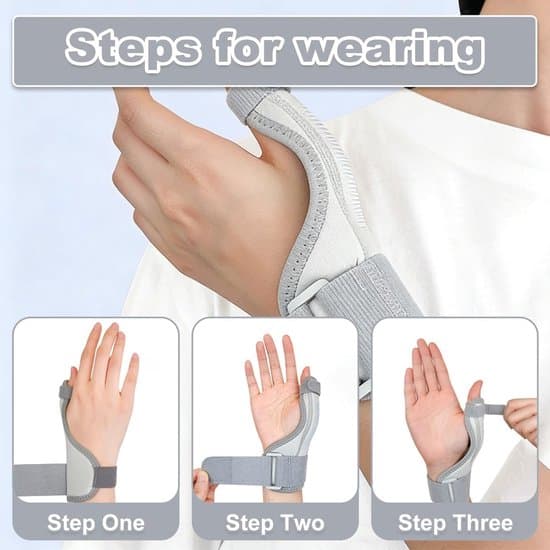 Justerbar tumskena - Tumstöd handledsstöd - Smärtlindring Stabilisering - Ergonomisk design - Universell passform - Grå