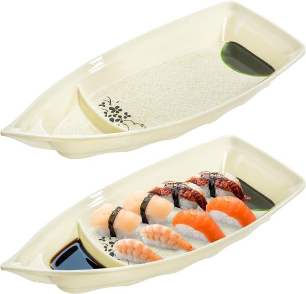 Båtformad sushitallrik, emaljbelagd plast, 32,7 x 14,5 cm
