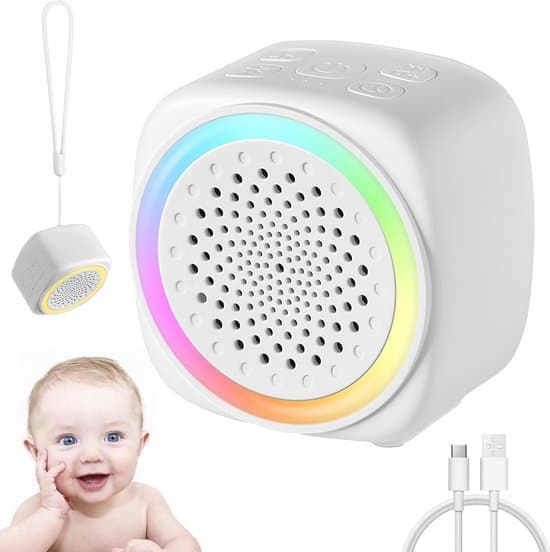White Noise Machine, Mini Sömnhjälp med 16 Icke-Loopande Ljud
