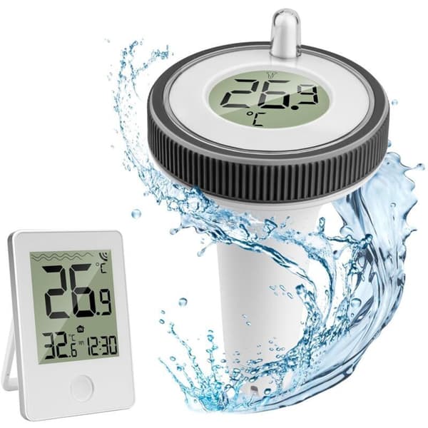 Trådløst pooltermometer. Trådløst flydende digitalt pooltermometer. Vandtæt pooltermometer. Indendørs/udendørs vandtermometer. til...