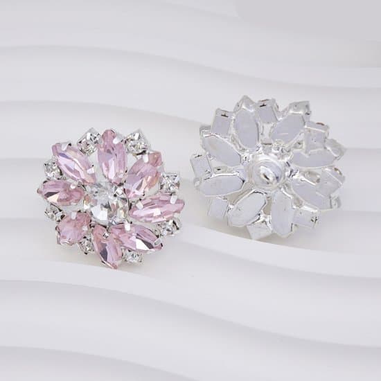 6 Rhinestone Krystal Blomst Legering Knapper til Cardigans, Syning og Håndarbejde, Kongeblå.