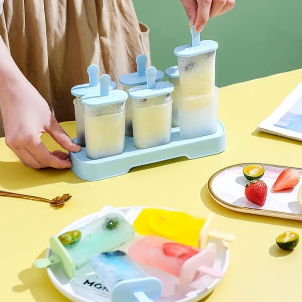 Isforme sæt (6 stk.) - Let-udløselige isforme, DIY isforme (blå)