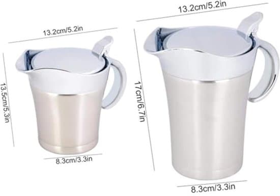 450 ml dobbeltlagsisoleret sovsekande i rustfrit stål med låg - Velegnet til sovs, fløde og væsker.