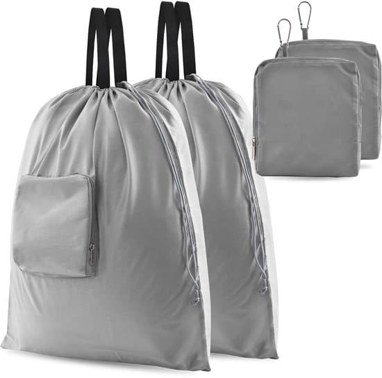 2-pack 51x57 cm hopfällbara reselakanpåsar med dragsko för resväskor, grå