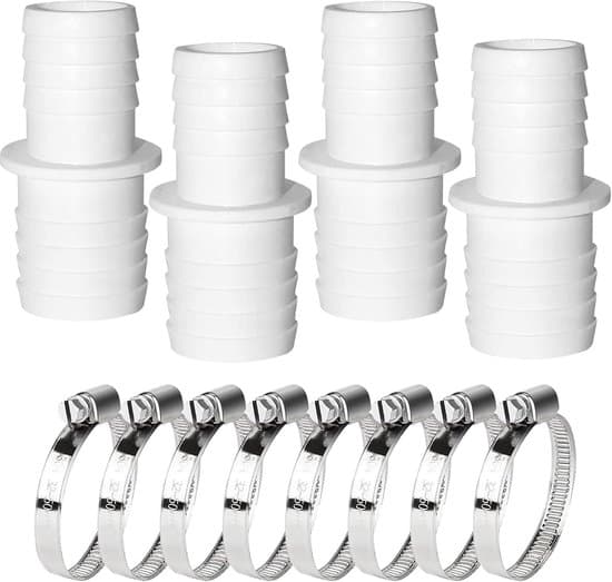 Reduktion - 4 stk., 38mm til 32mm, med 4 rustfri stålklemmer