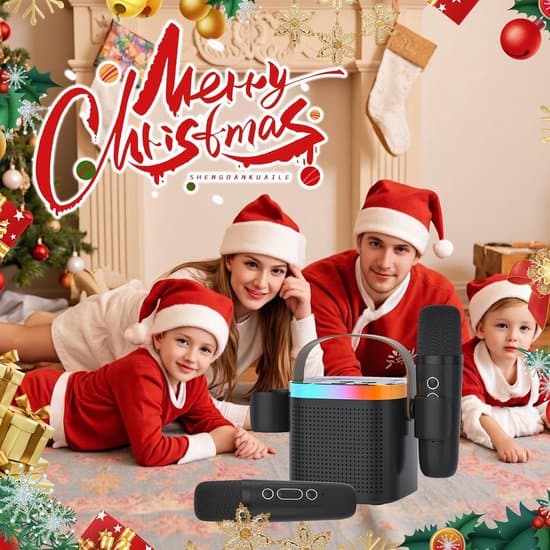 Karaokelaite 2 langattomalla mikrofonilla - Bluetooth - Musta