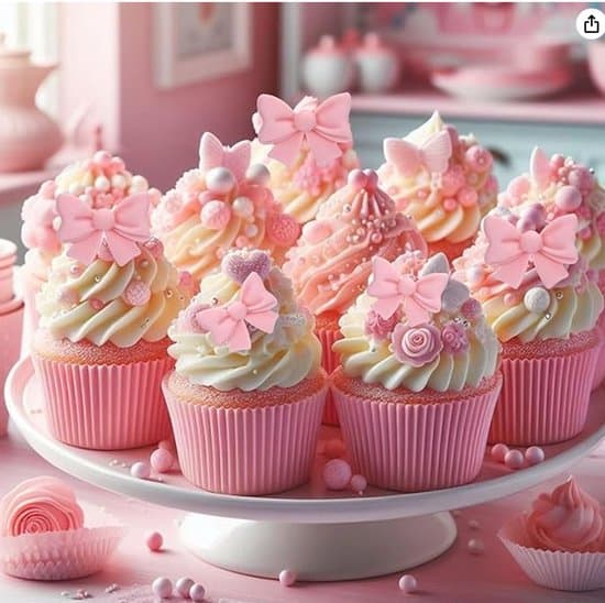 20-delars rosa cupcake- och festdekorationsrosettset