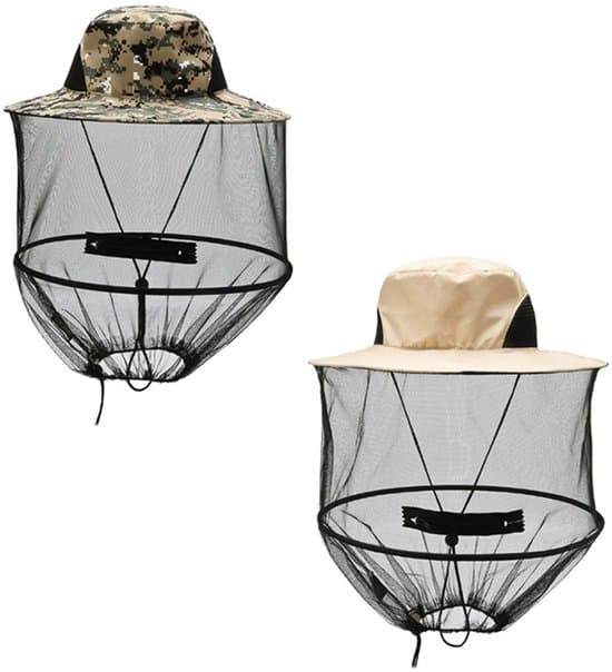 2-pack vikbar polyester myggnätsfiskarhatt med slöja