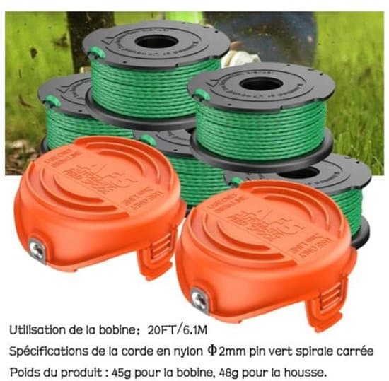 Trådspoler til Black & Decker GL7033 GL8033 GL9035 - 4 stk. + spolehætte