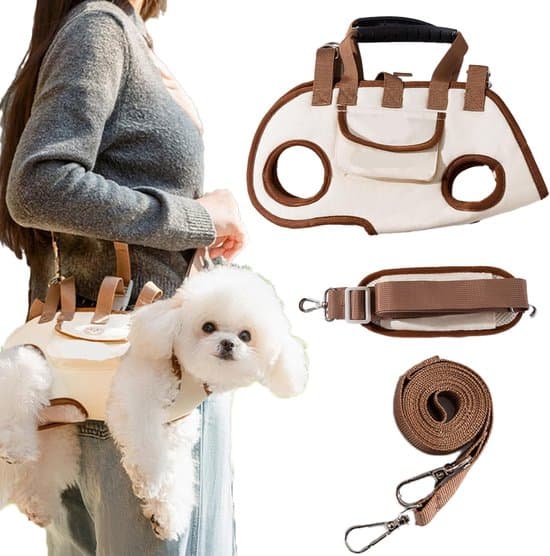 Beige Crossbody Kæledyrstaske - Håndfri/Justerbar - Medium