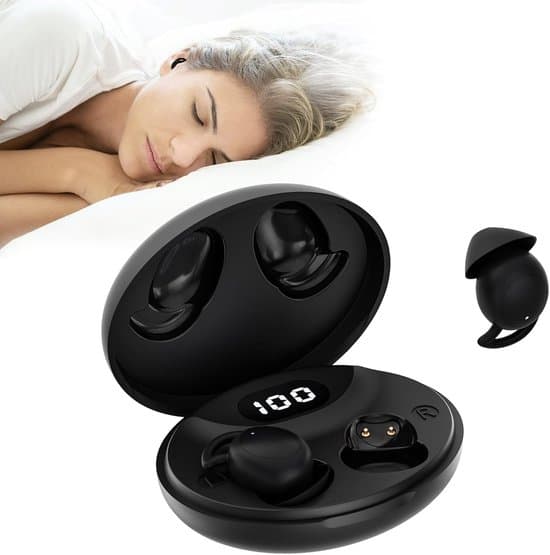 Mini In-Ear Bluetooth Side-Sleeping Høretelefoner med LED-display, Sort