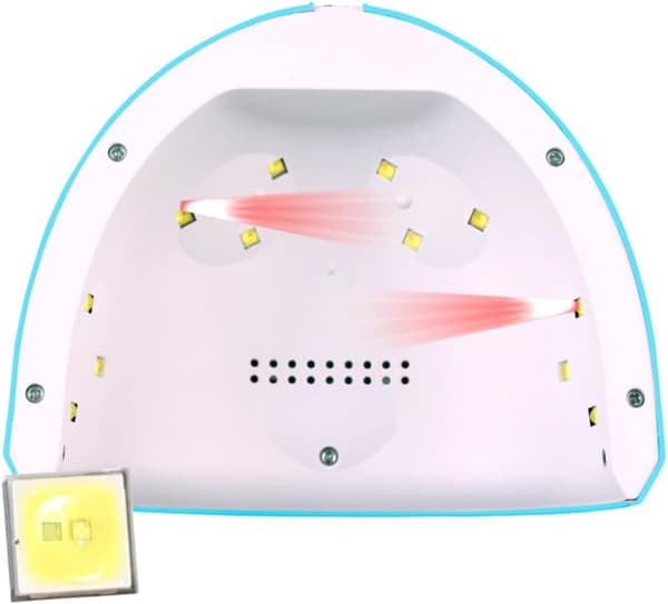 36W 12-LED nagellampa med timer, digital display, 3 timerinställningar - vit