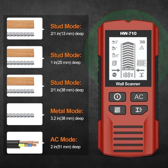 Metaldetektor Pointer - Stud Finder - Vægsøgning - LCD-skærm - 17,4 cm - Rød