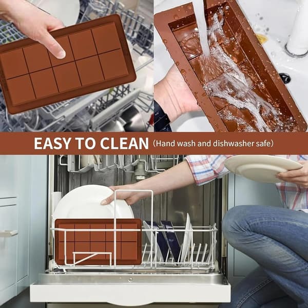Silikone chokoladeforme, mørk chokoladebarforme, 2-pak. Ekstra mørke chokoladeforme.