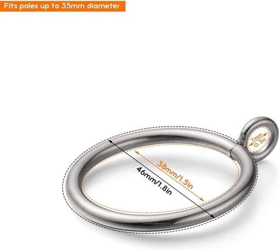 50-pack 3,8 cm metallgardinringar, duschdraperi- och bokbindningsringar