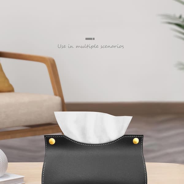 Vattentät rektangulär näsdukslåda i konstläder (svart).