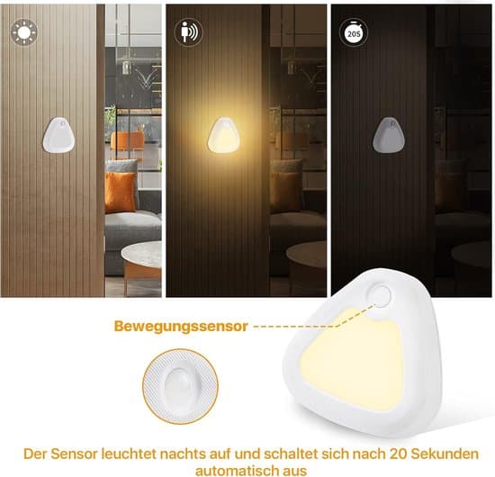 6-pack trådlösa magnetiska triangulära LED-skåpslampor med rörelsesensor (varmvit 3200K)