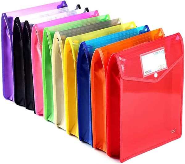 10-pack A4 vattentäta transparenta dokumentkuvert i plast med tryckknappar