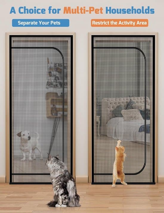 Sort 85x210 cm Anti-Kat Ridsefast Lynlås Netdør