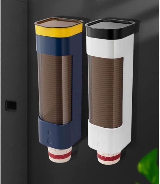 2-pack mugghållare för badrum, väggmonterad dragstångsdispenser, blå/vit