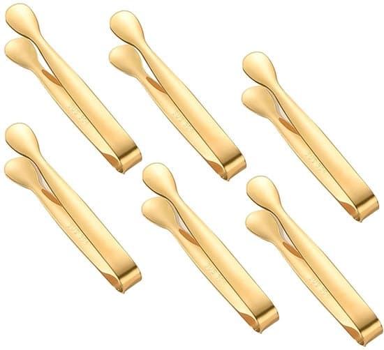Hållbara sockertänger - Multifunktionella - 6-delat set - Rostfritt stål - 11 cm