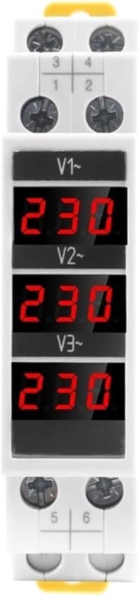 Trefas DIN-skena voltmeter – 80-500V, modulär, digital