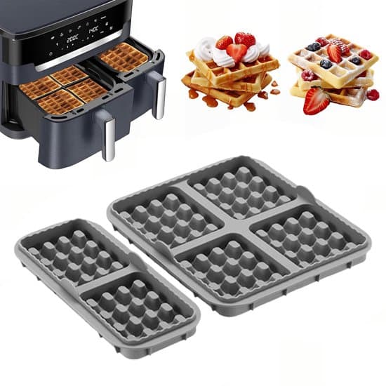 2 vaffelbageforme - Til Philips 3000-serien (6L/3L) og Tefal EY9018 Airfryer - Grå