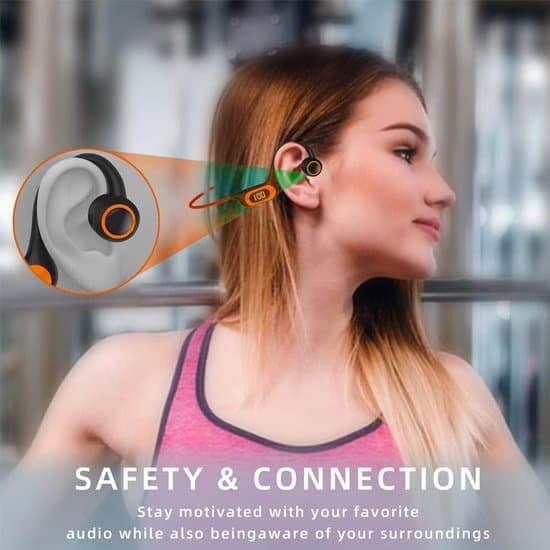 Knogleledning Bluetooth-hovedtelefoner, åbne med mikrofon, orange