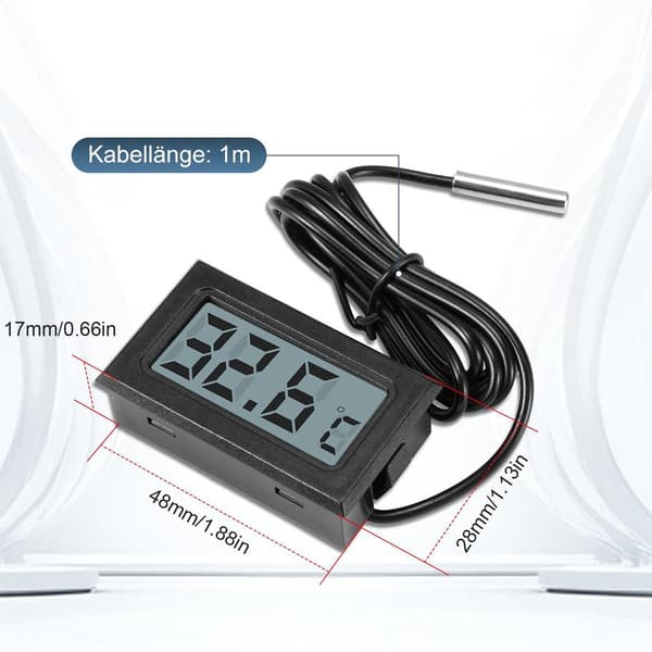 6-pak Mini LCD Digitale Temperaturmålere med Prober (-50°C til +110°C)