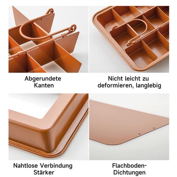 Non-stick brownieform 20 x 31 cm – rektangulær kageform, kulstofstål