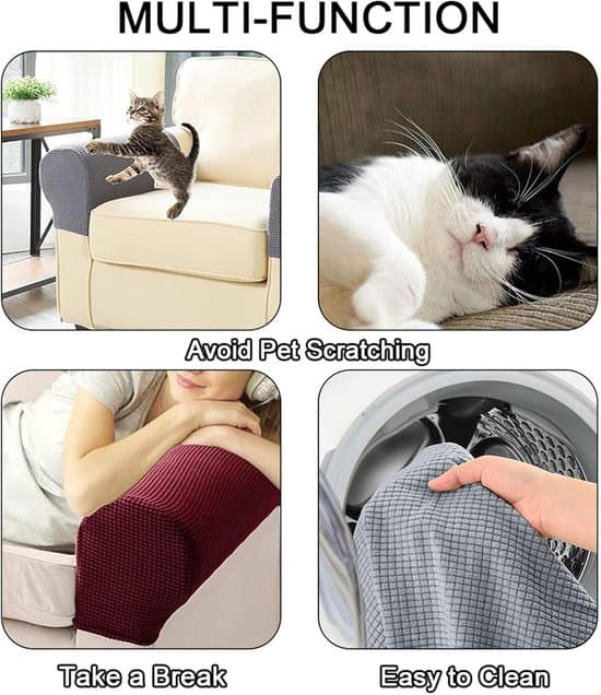 2-pack elastiska soffarmstödsskydd - Skyddande/stretch - Vit