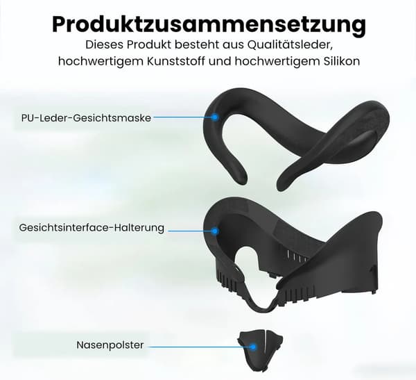 Ansigtsmaske til MetaQuest 3 - VR-brille tilbehør - Sort