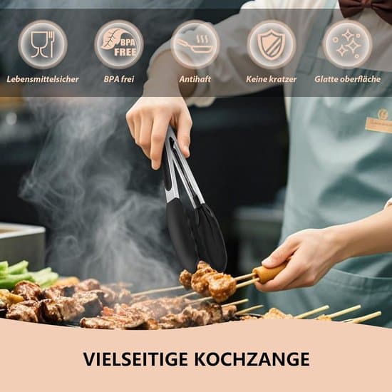 2-pak grilltænger i rustfrit stål og silikone til køkkenbrug
