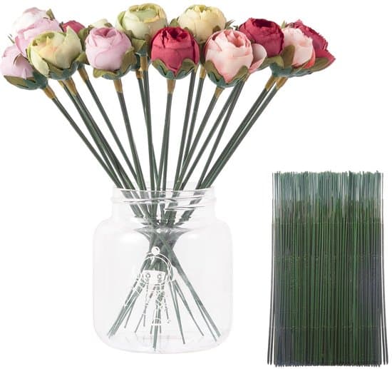 100 plastikblomsterstængler og trådpinde til DIY håndlavede buketter