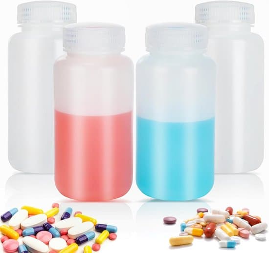 4x 250 ml Klara Vidhalsflaskor - Läckagesäkra HDPE Laboratorieflaskor