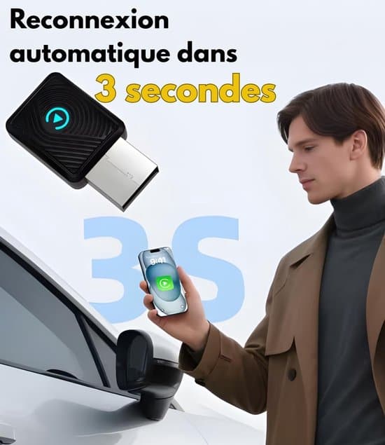 CarPlay 2026 Trådlös Edition, Kompatibel med Android Auto, Bluetooth-adapter för iPhone/Android, Stabil Överföring