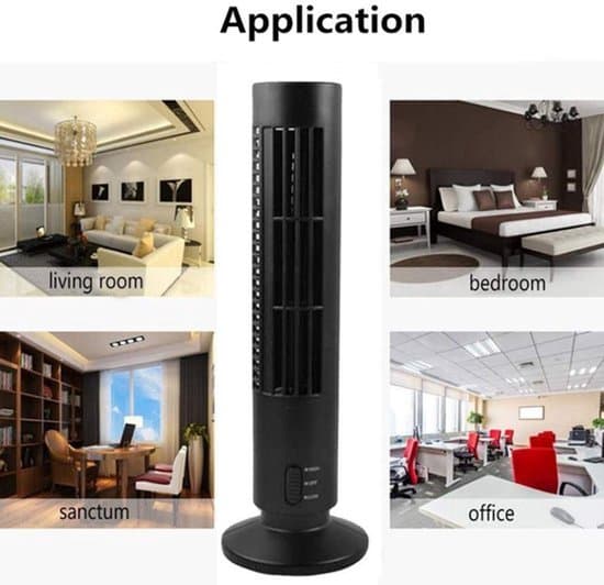 Bærbar luftkøler - Mini køletårnventilator - Stille drift - Sort - Personlig køling - USB skrivebordsluftkøler - Velegnet ...