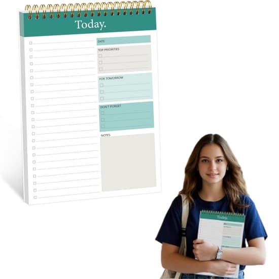 1 stk. Daglig planlægger, huskeliste notesbog, tjekliste arrangør, udfoldelig snor, timeplan, grøn