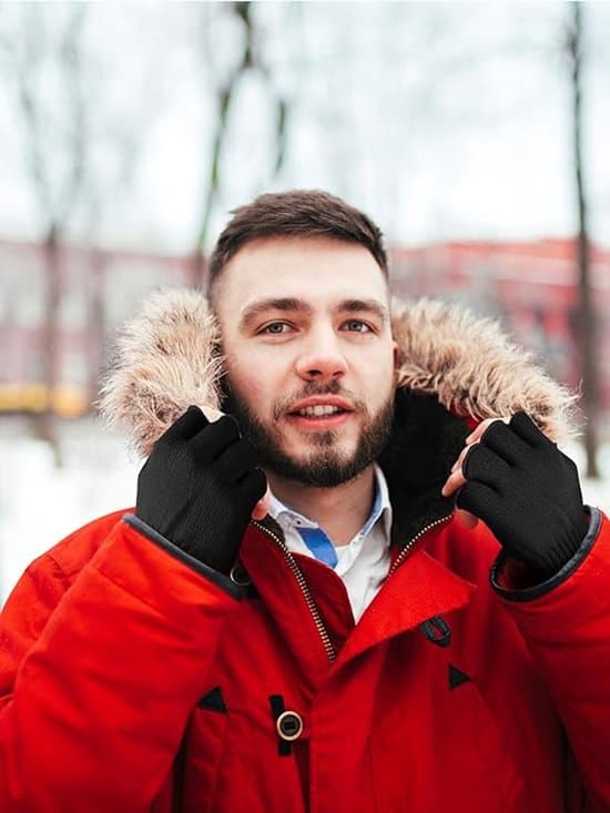 Vinter fingerløse strikhandsker - Sort