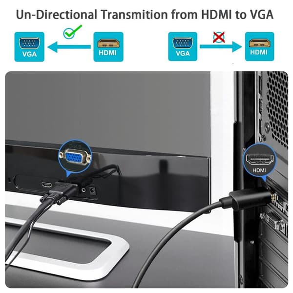 HDMI til VGA, 1,8 meter HDMI til VGA-kabel (han til han)
