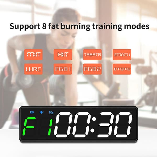 Mini bærbar fitnesstimer, LED digitalt display med stærk magnet og 8 intervaltilstande (rød)