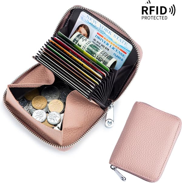 RFID-pung - Plads til kort og mønter - Pink