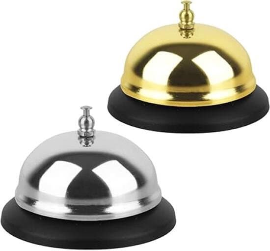 2-delat 8,5x5,5 cm guld/silver metall bords-/receptionsklockset