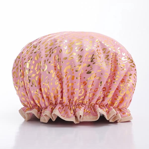 Badehætte/Badehætte/Fuldhovedbadehætte/Afro Badehætte - Pink Guld Leopardprint