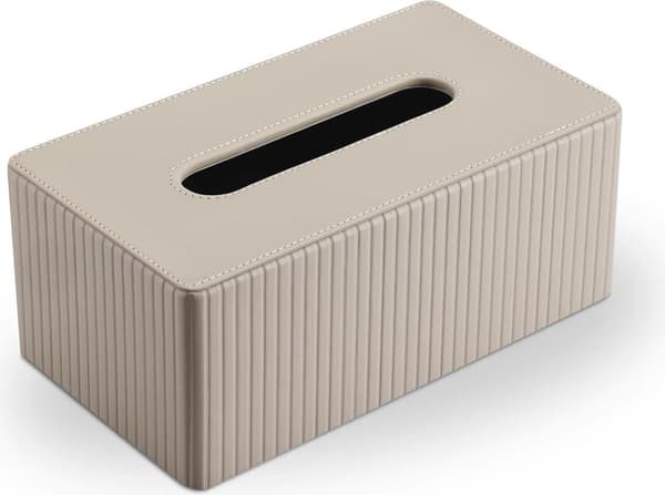 Servietboks, rektangulær servietboks, velegnet til stue, badeværelse og kontor – dekorativ servietboks (beige, rektangulær)