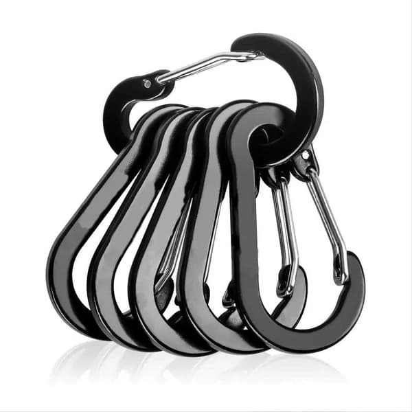 Mångsidig karbinhake, 6-delars minikarbinhake-set, mininyckelring, aluminium D-ring (26*50mm)