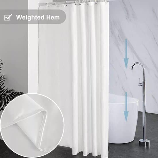 Duschdraperi med viktad fåll - mögelresistent - ett stycke - 180x200 cm - polyester