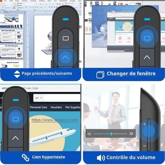 Computerfjernbetjening til PowerPoint med hyperlink-lydstyrke – 2,4 GHz trådløs USB-præsentationspointer – Klikker